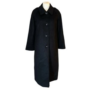 NWOT Pendleton Black Cashmere & Wool Long Wool Coat Size 14 Quiet Luxury Preppy